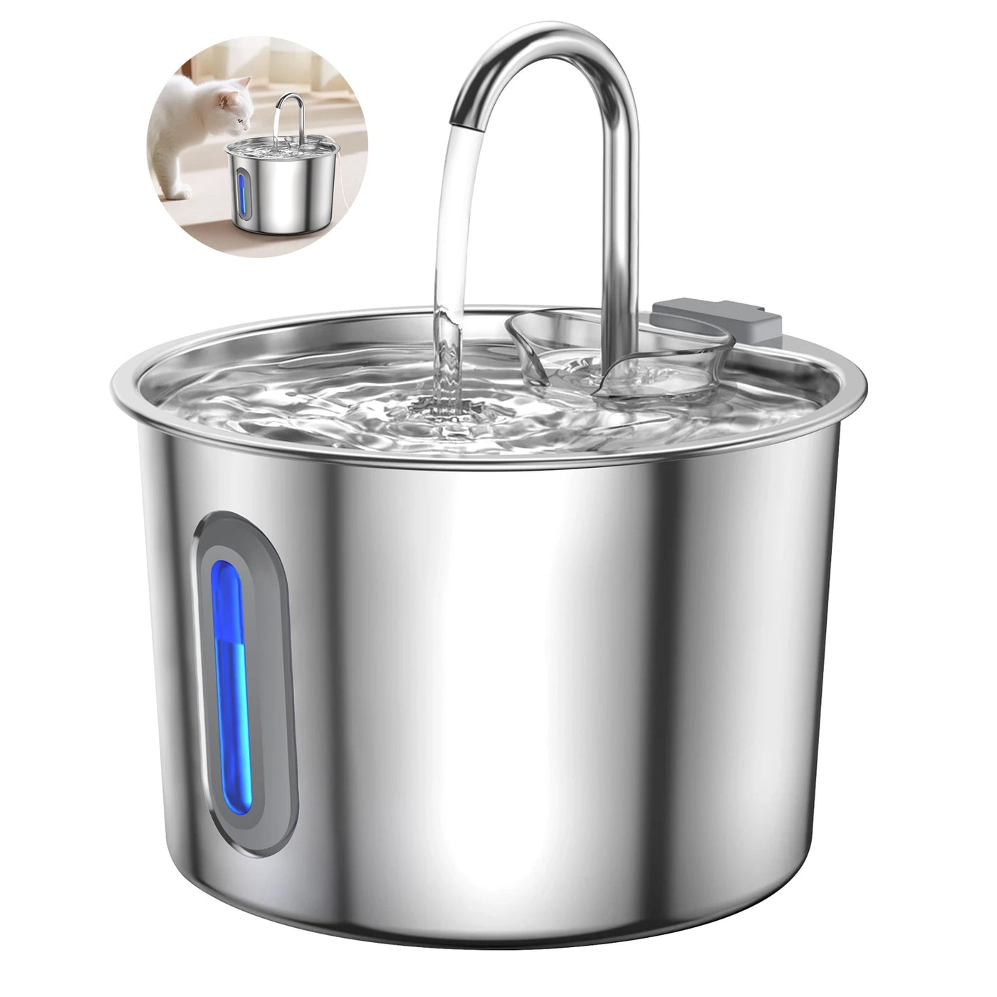 Fontaine à eau chat silencieuse inox 2,2L