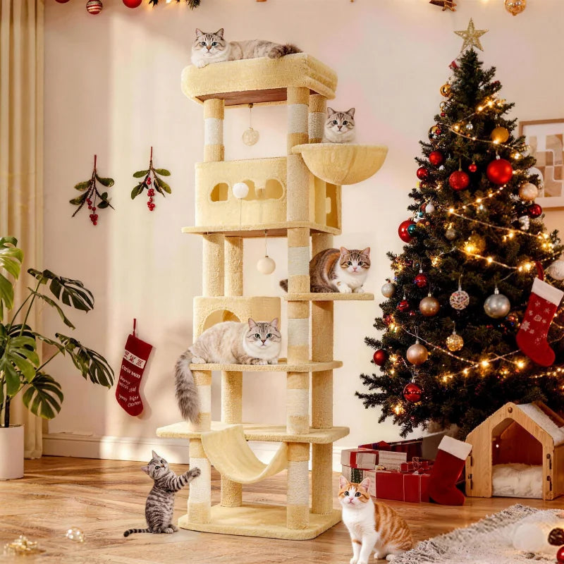 Arbre à chat 170 cm, tapis lavable inclus