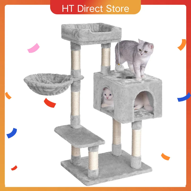 Arbre à chat compact 100 cm anti-bascule