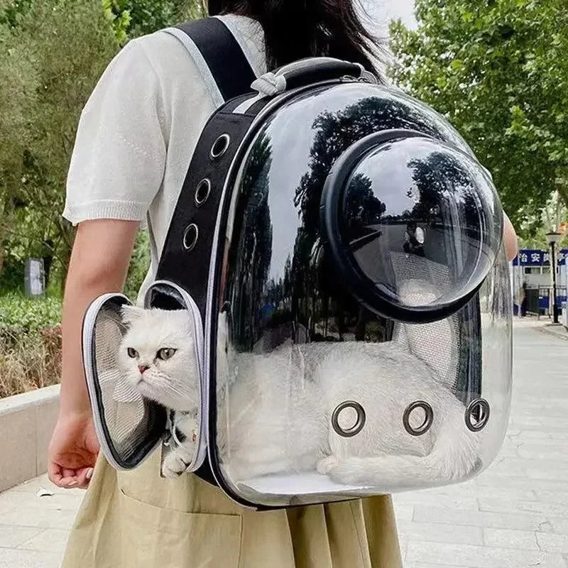 Sac à dos chat double hublot, ouverture sommitale