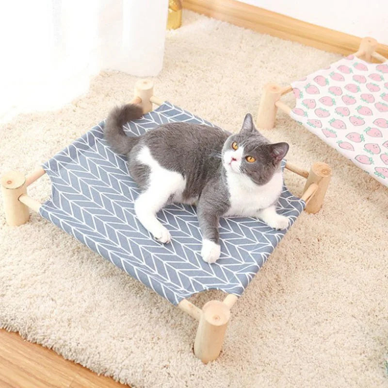 Panier pour chat extérieur, cadre bois