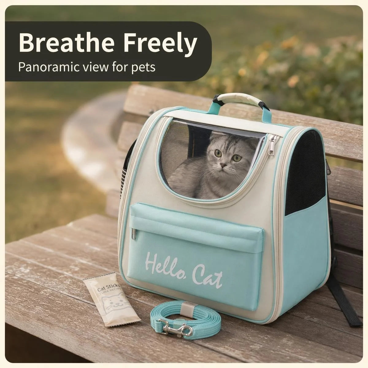 Sac à dos chat panoramique, tissu Oxford imperméable