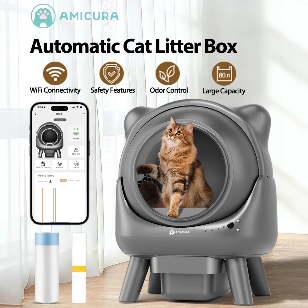 Bac à litière autonettoyant connecté Amicura X1