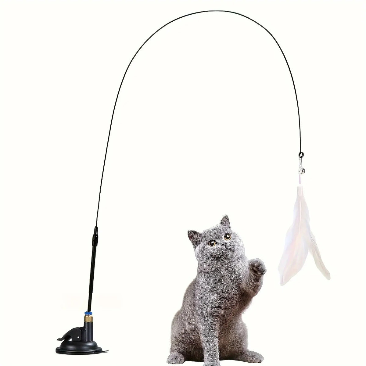 Canne à pêche pour chat, plumes et cloche