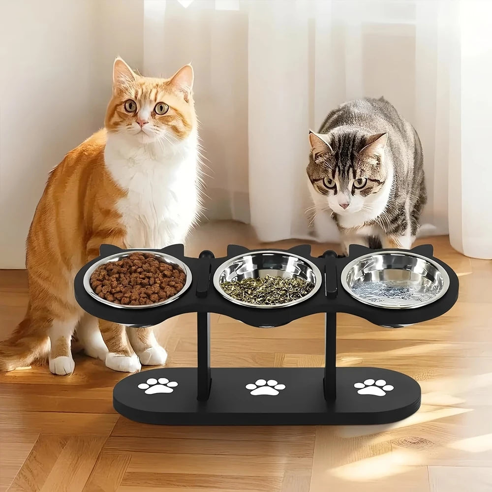 Support gamelle chat 3 bols, cadre métal