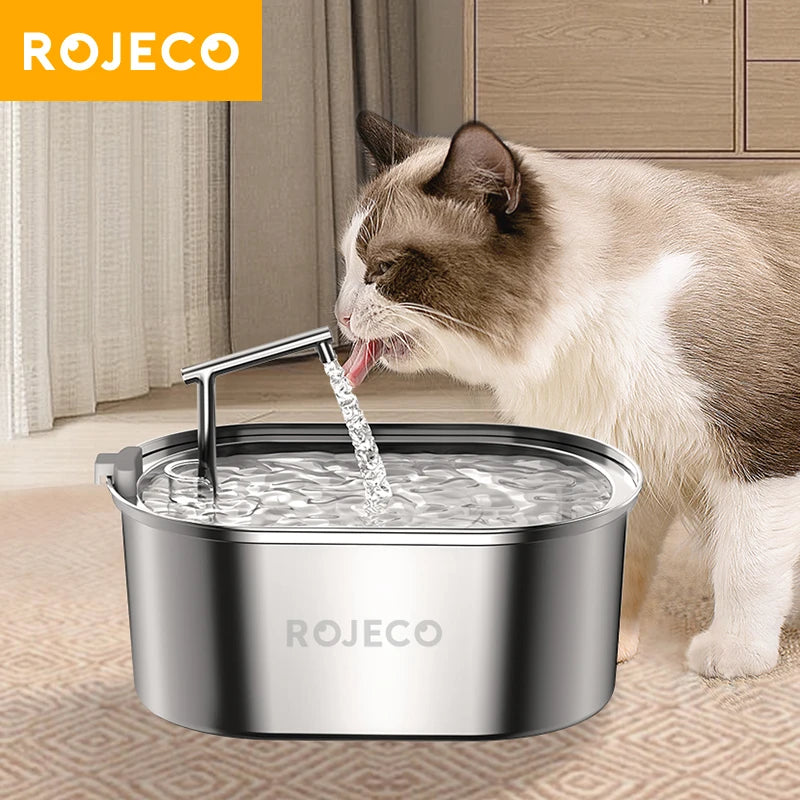 Fontaine à eau chat ROJECO en acier inoxydable