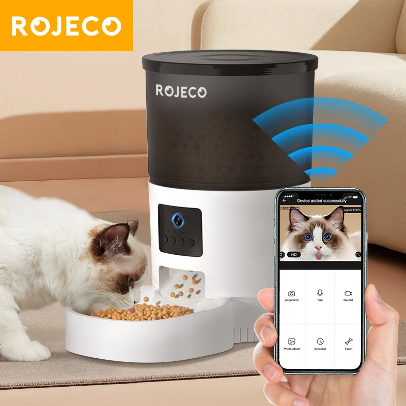 Distributeur de croquettes pour chat 3L, caméra et télécommande