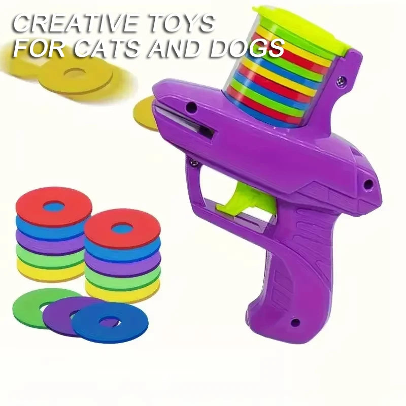 Pistolet à frisbees pour chat, 15 disques