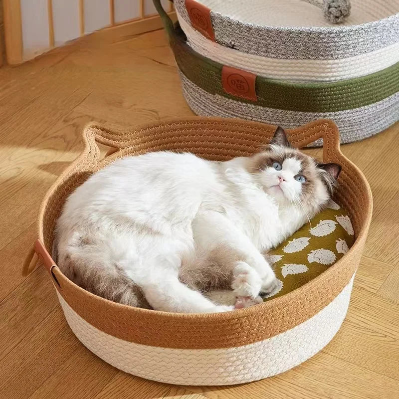 Panier pour chat rotin, avec ou sans coussin