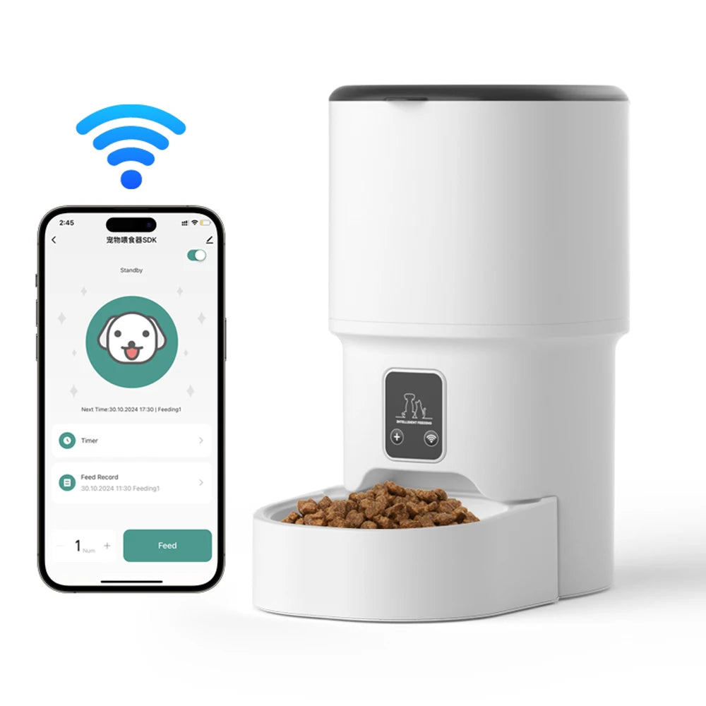 Distributeur de croquettes pour chat, WiFi ou bouton