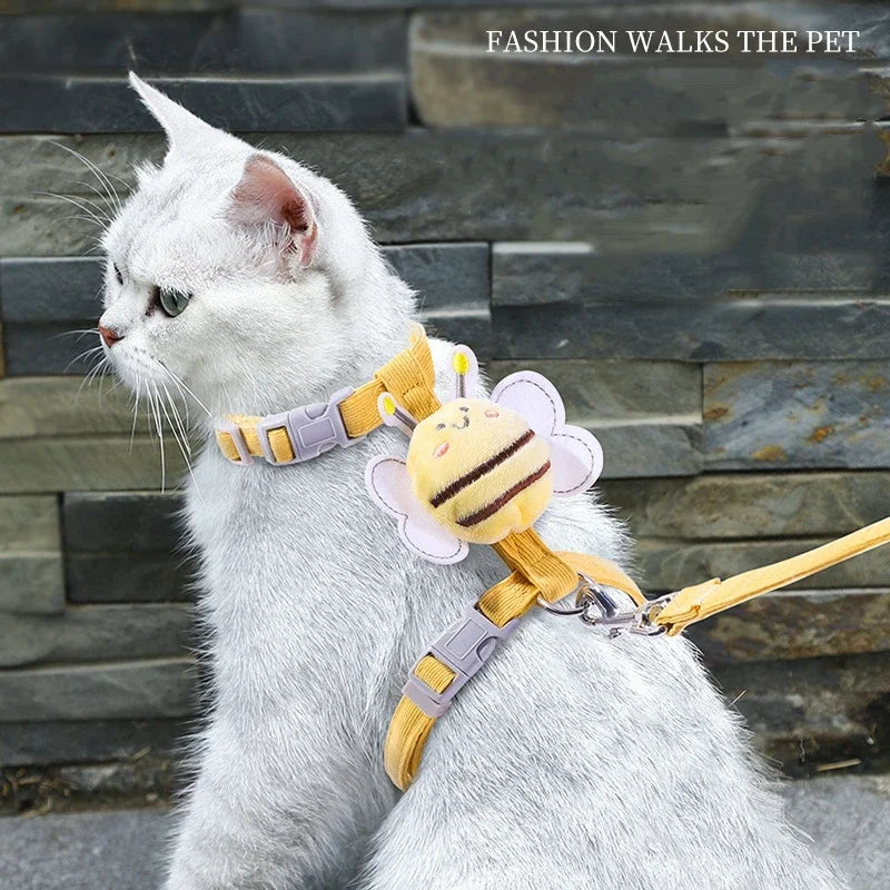 Harnais chat costume abeille, ensemble avec laisse