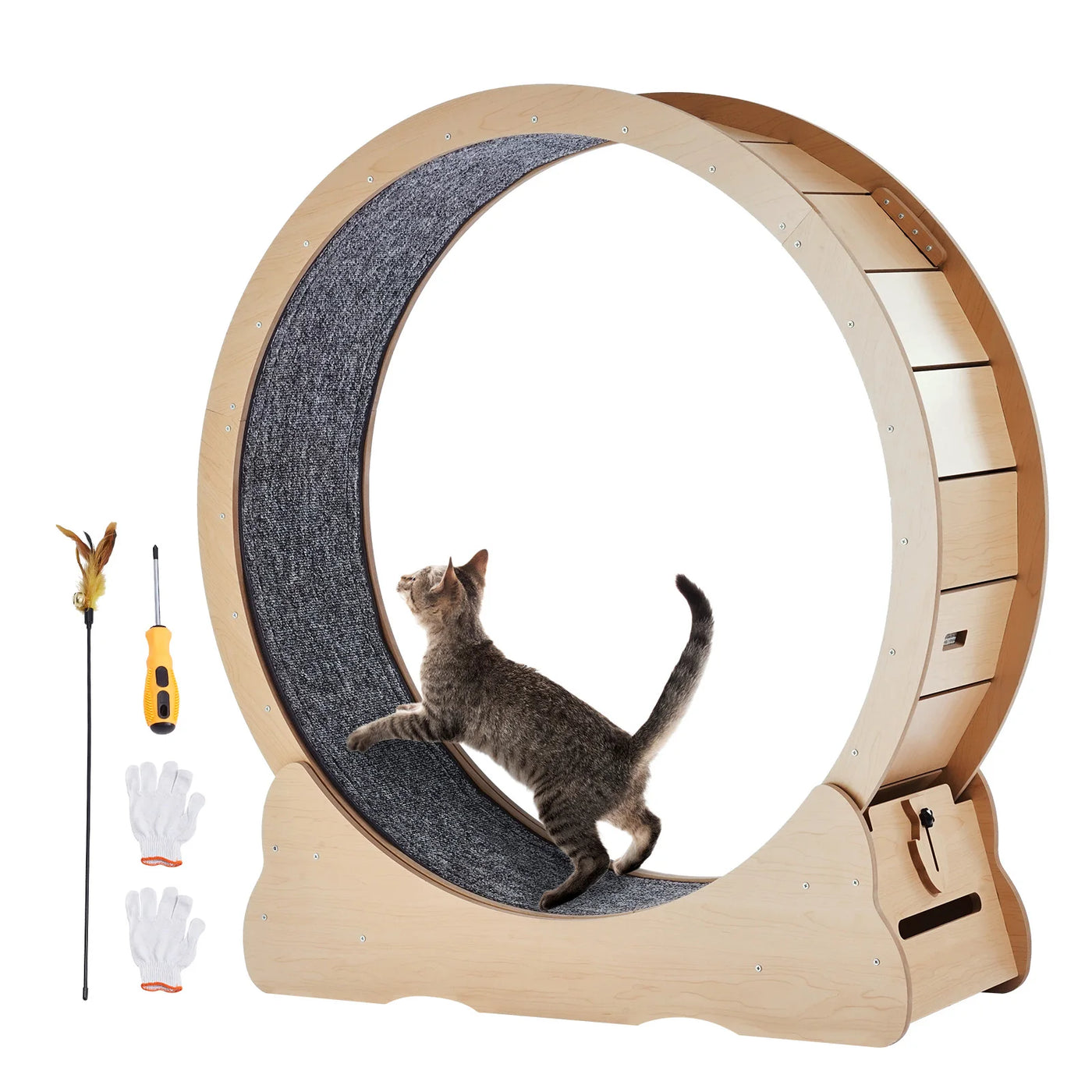 Roue pour chat en bois SucceBuy, tapis détachable