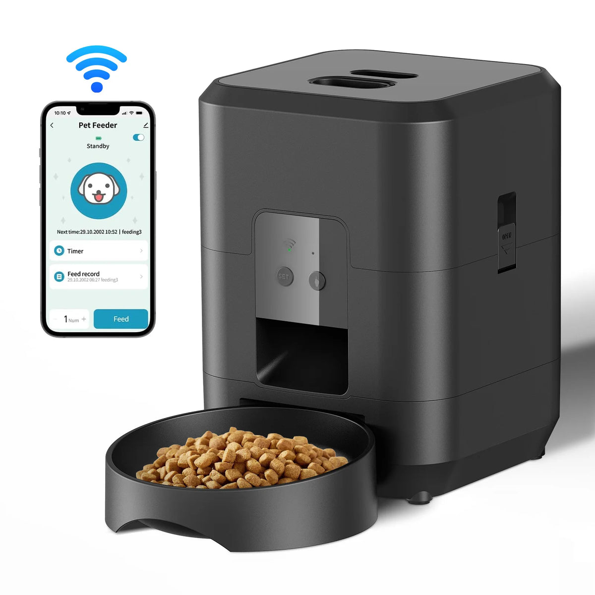 Distributeur de croquettes pour chat, bouton ou WiFi