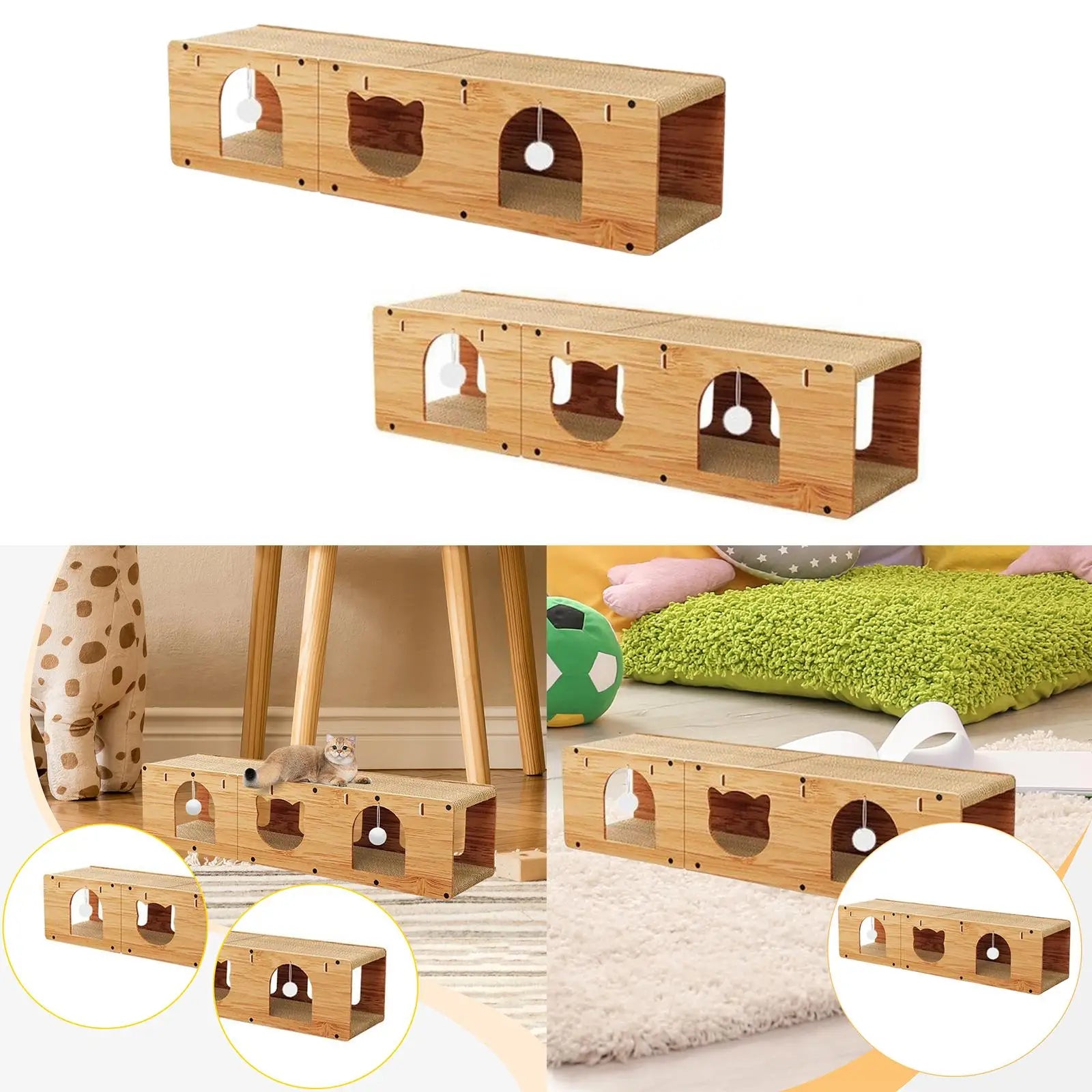 Tunnel griffoir maison en carton pour chat