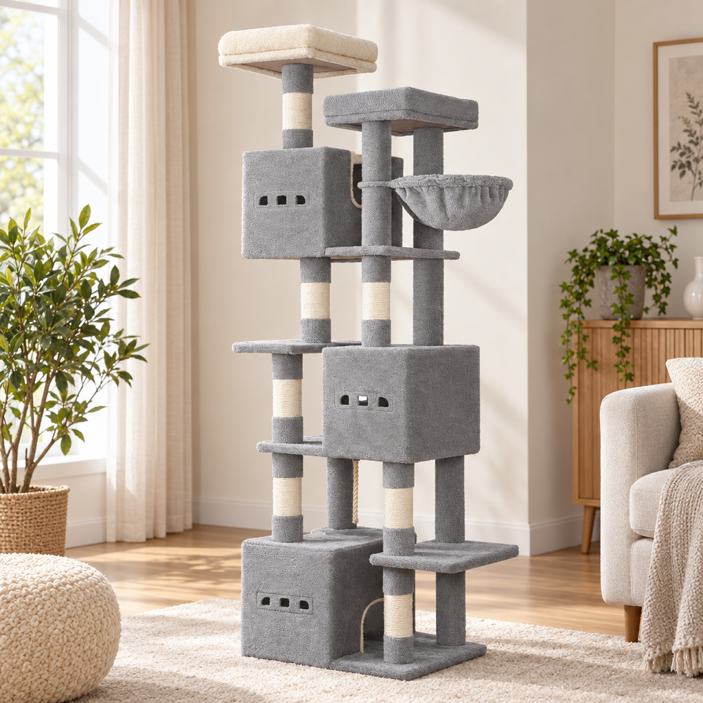 Arbre à chat géant 193 cm, 3 condos