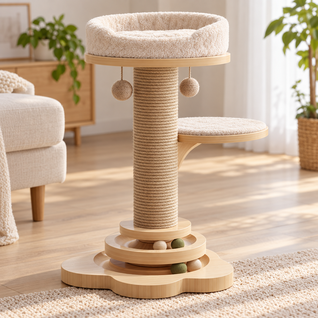 Griffoir pour chat avec circuit de balles — 40 ou 50 cm