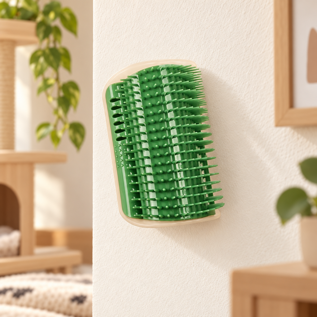 Brosse auto-toilettage pour chat, fixation d'angle