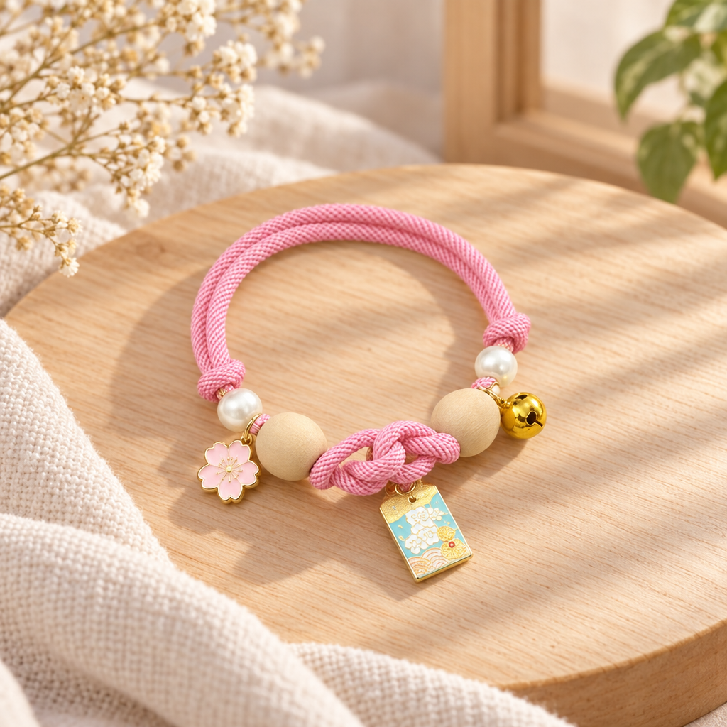Collier décoratif pour chat à perles et clochette