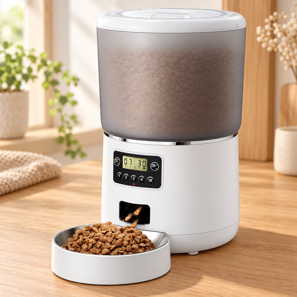 Distributeur de croquettes programmable pour chat, 4L