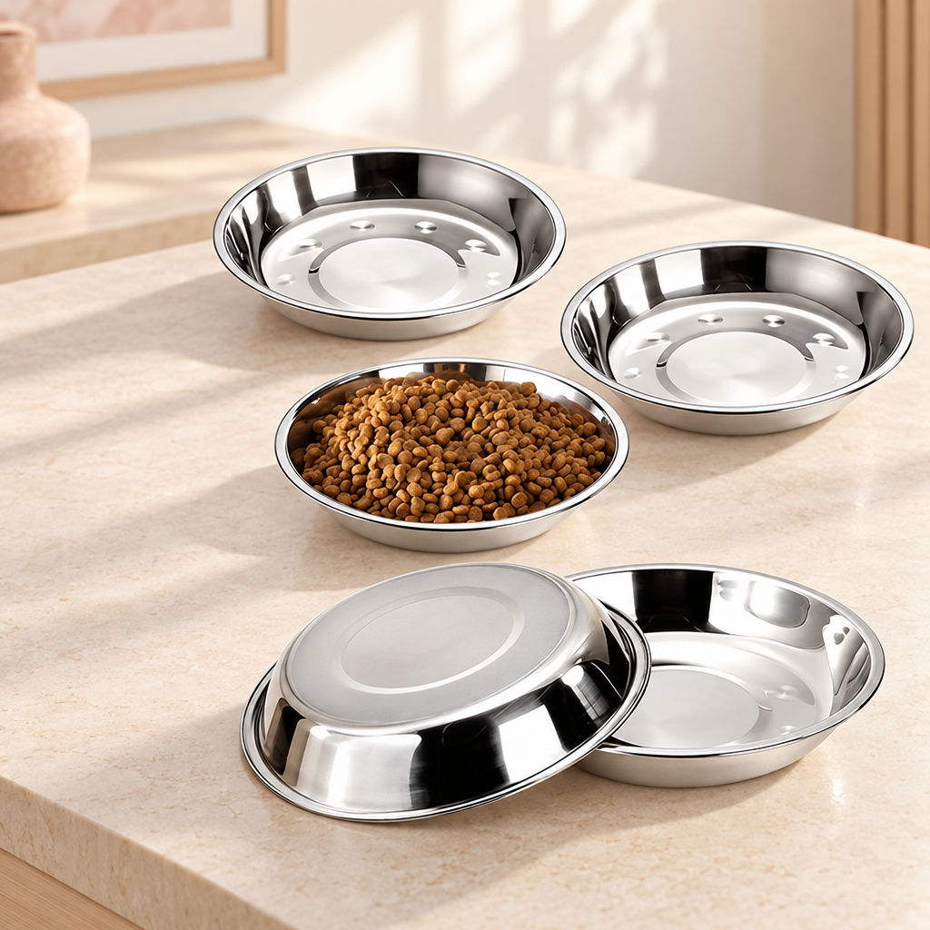 Gamelles inox basses pour chat, lot de 2 ou 6