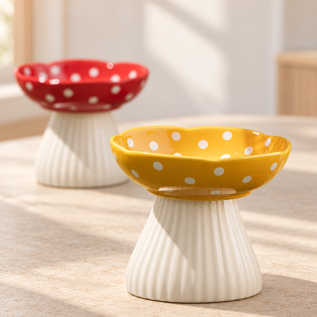 Gamelle chat champignon en céramique