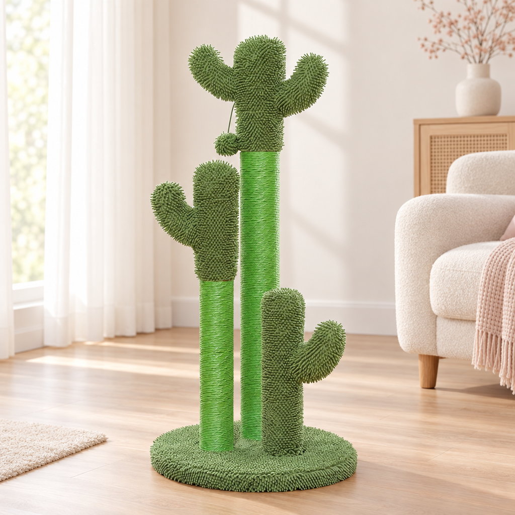 Griffoir cactus pour chat, 3 poteaux sisal