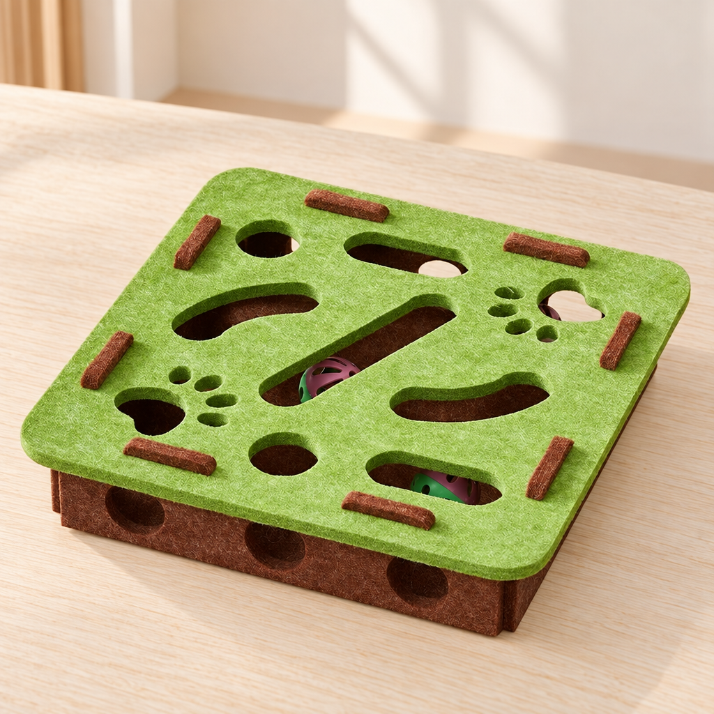 Puzzle labyrinthe pour chat, feutre