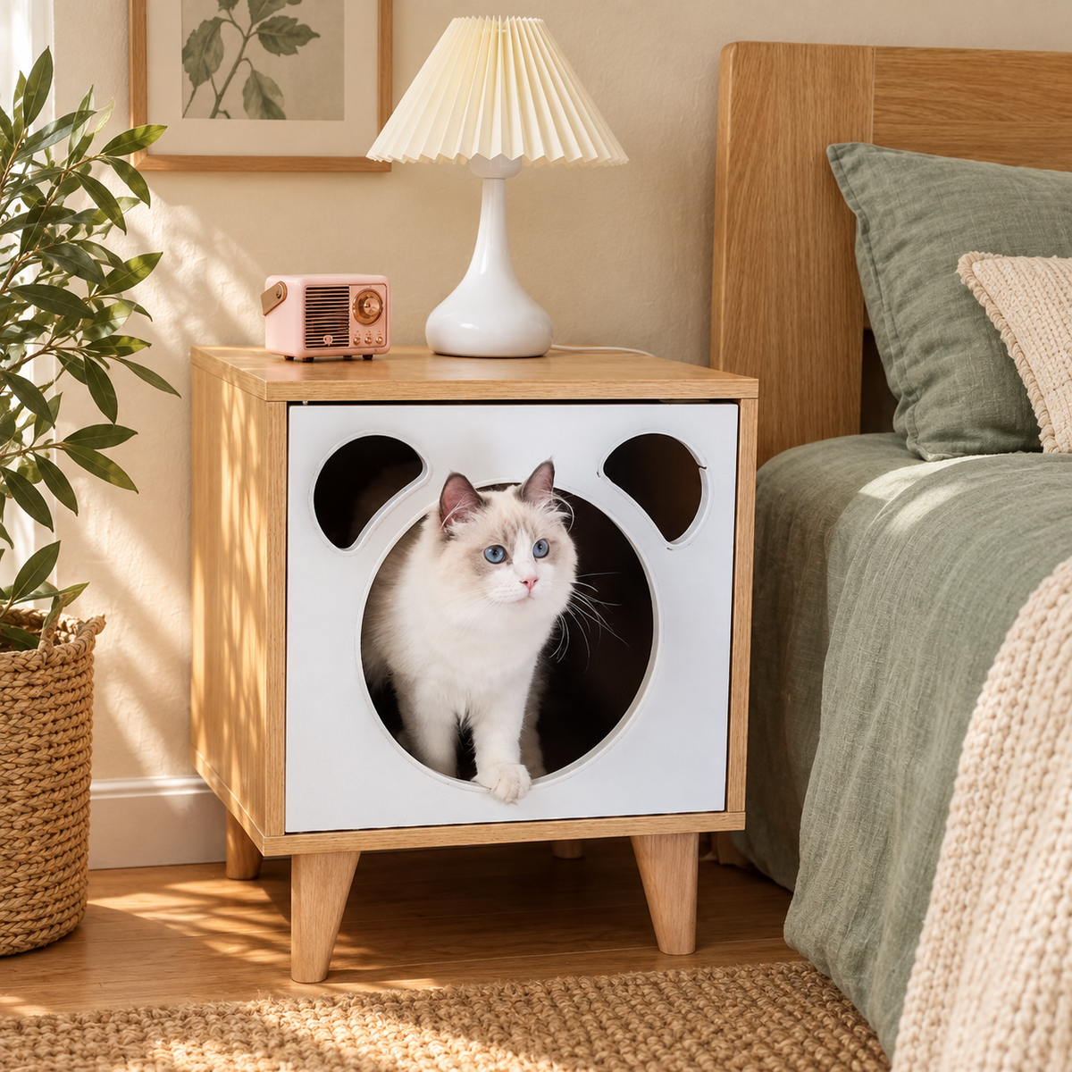 Meuble niche pour chat, deux formats et trois finitions
