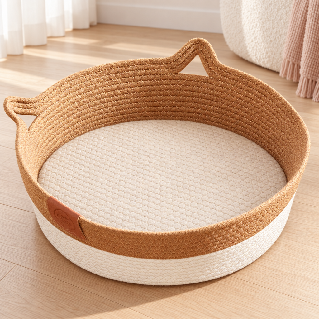 Panier ouvert pour chat en corde tressée