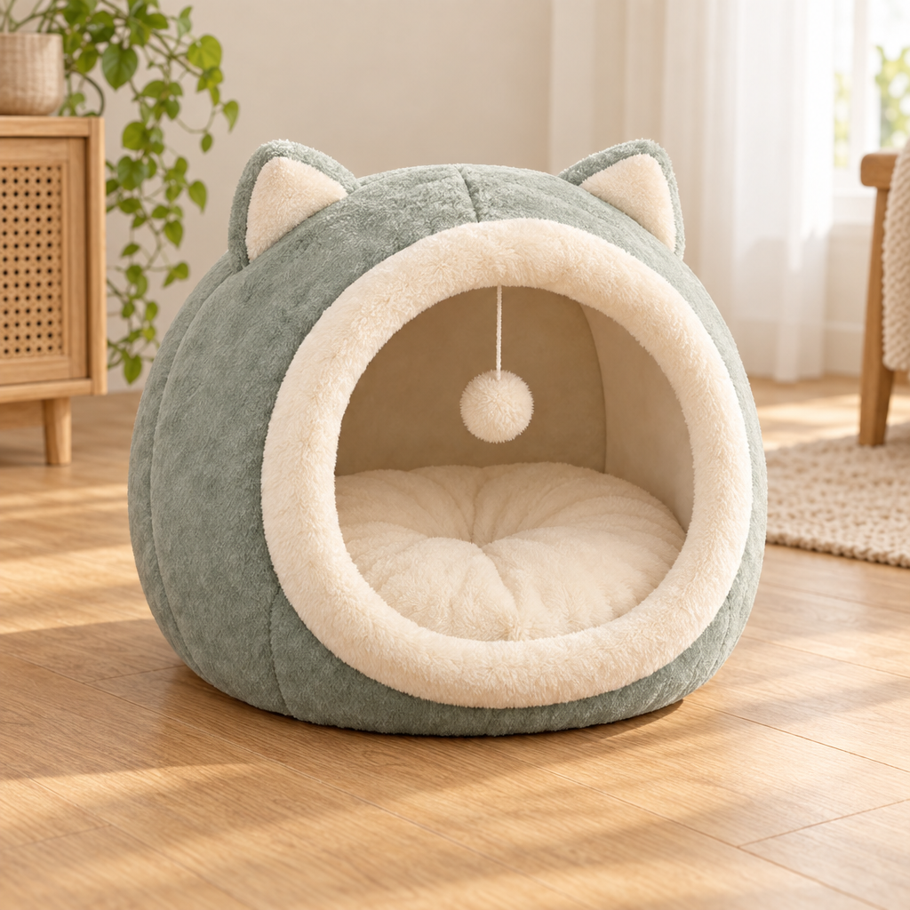 Panier semi-fermé pour chat — 4 décors, tailles S à L