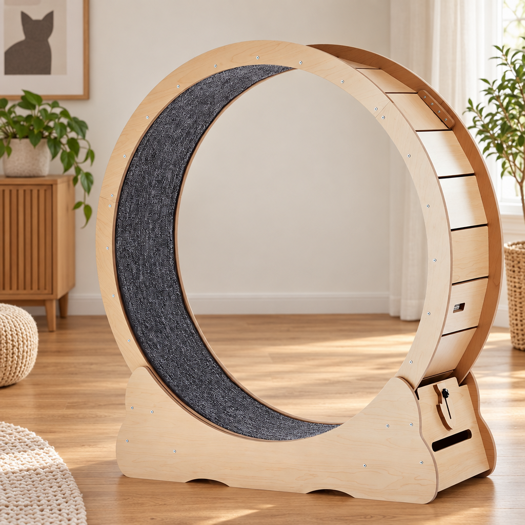Roue pour chat en bois SucceBuy, tapis détachable