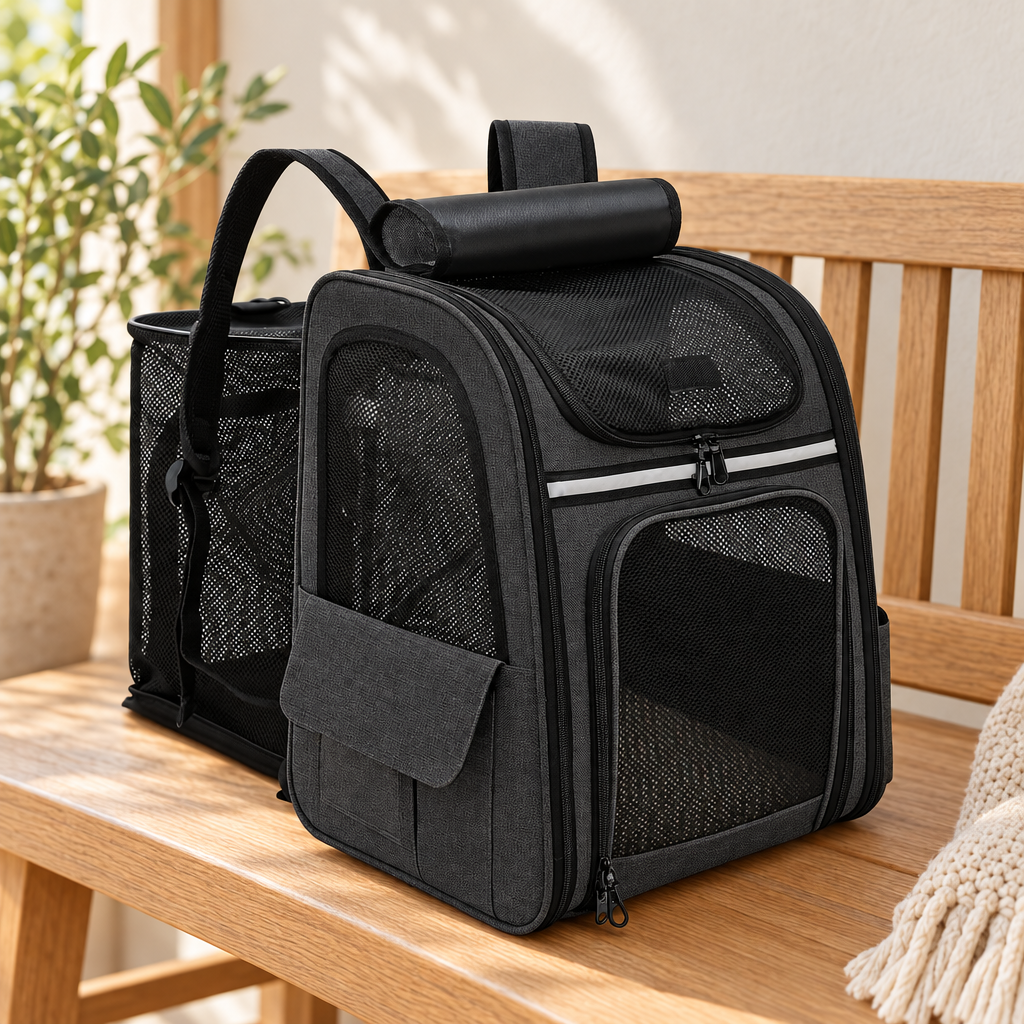 Sac à dos pour chat à fenêtres en filet