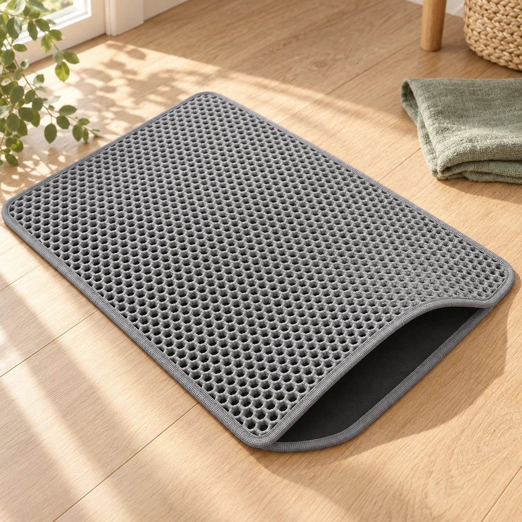 Image d’ambiance du Tapis de litière pliable double couche — Minouko