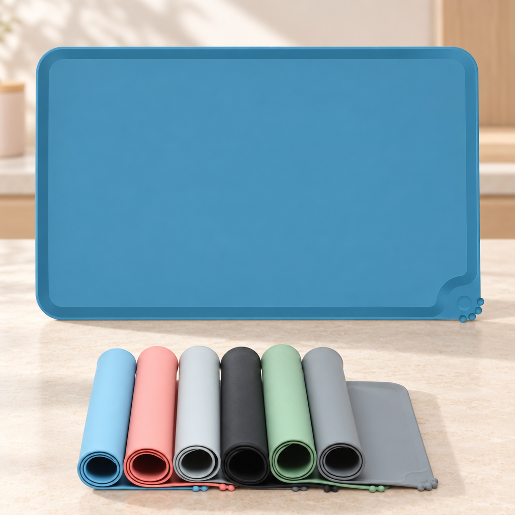 Tapis pour gamelle chat en silicone, 48x 30 cm
